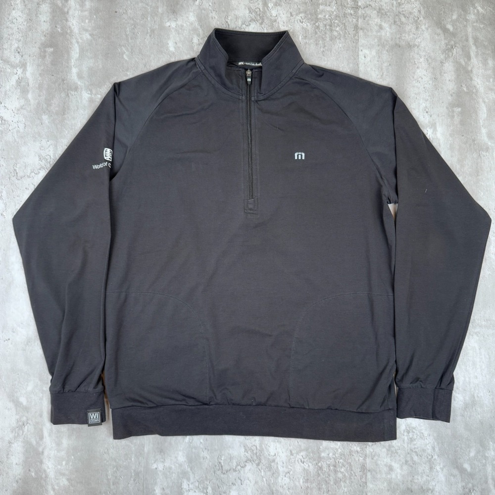 Travis Mathew Valiant Quarter Zip Pullover Mens Large Black Golf Business Logo